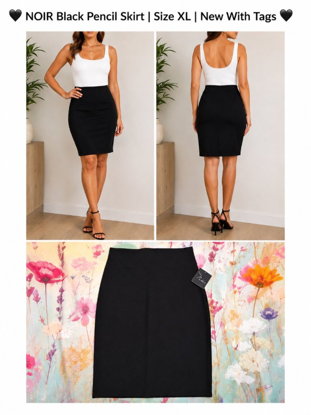 🖤 NOIR Black Pencil Skirt | Size XL | New With Tags 🖤